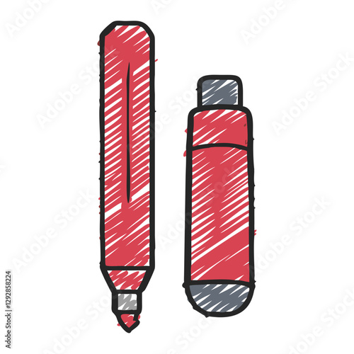 Scented markers for creative expression, red icon