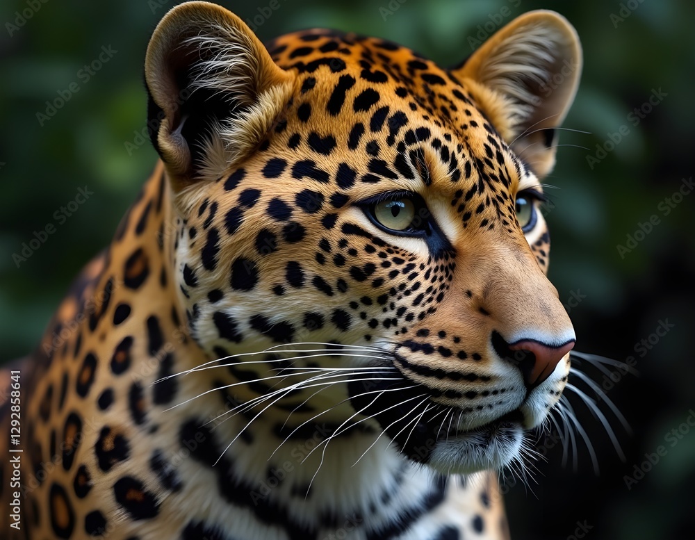 Naklejka premium Star Tiger whose skin is filled with round patterns and contrasting colors, its mysterious nature, every step is agile, reflecting strength and elegance in one body