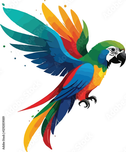 Parrot flying vector design, Colorful Parrot Illustration vector design