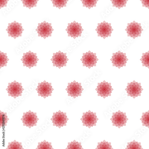 Vector pink lotus flower pattern on a clean white background. Illustration.