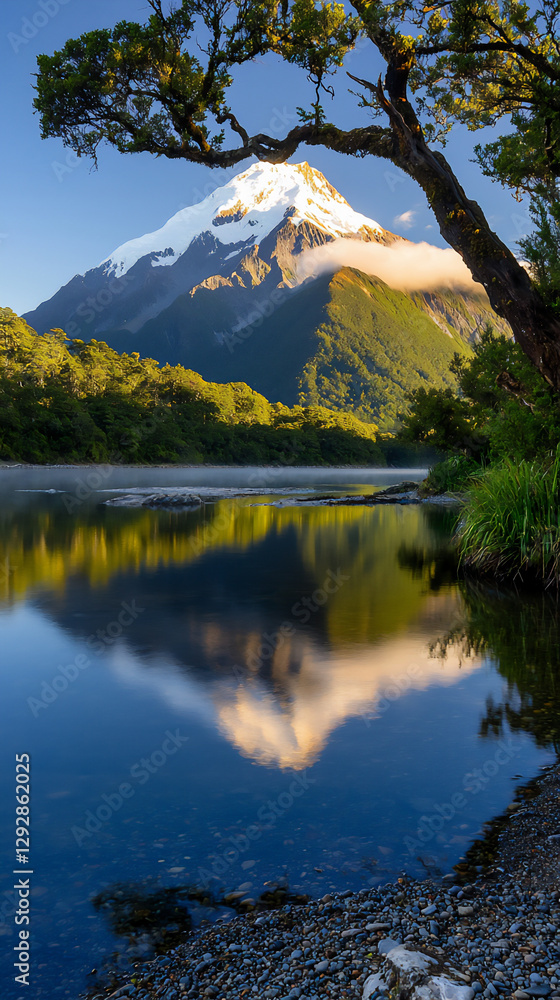  mountain majesty with misty valleys and sunrise glow