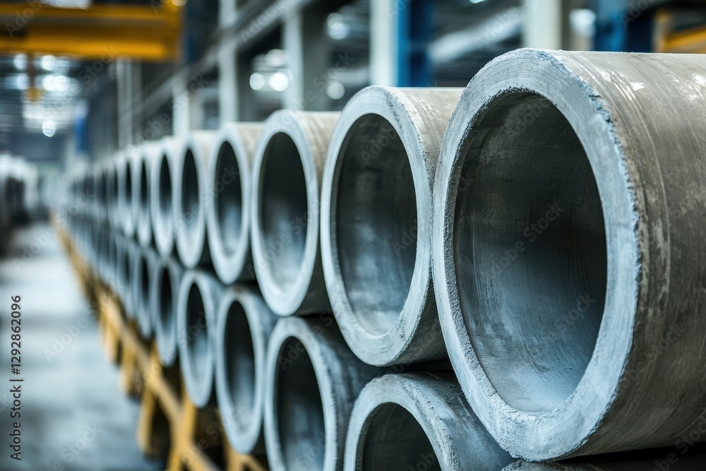 Concrete pipes at factories abstractly arranged Concrete pipes at factories abstractly arranged
