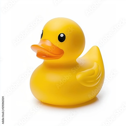 Playful Yellow Rubber Duck Floating in a Calm Bathtub with Soft Natural Light

