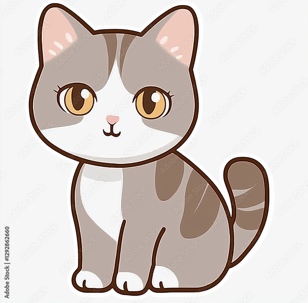 Cute Cartoon Cat Sitting with Big Eyes and Soft Fur in Playful Pose
Cute Cartoon Cat Sitting with Big Eyes and Soft Fur in Playful Pose