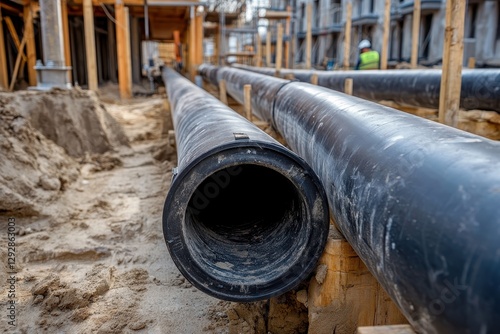 Wallpaper Mural Connection of PVC waste pipes for residential sewage system Torontodigital.ca