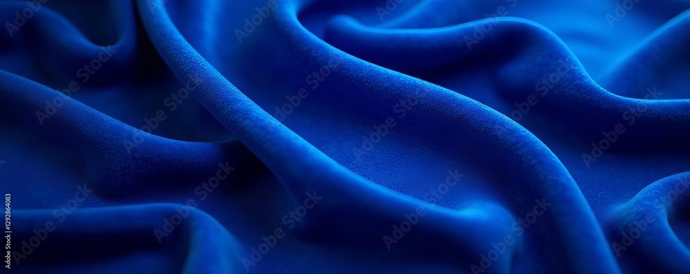Fototapeta premium Deep indigo velvet, undulating folds create dramatic shadows , folds, smooth