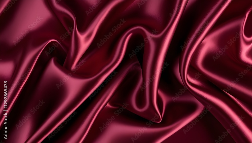 Obraz premium abstract satin waves in deep red with golden highlights for premium decorative textures