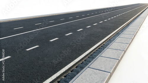 Wallpaper Mural Road to Perspective: A vast, empty road stretches into the distance, marked with crisp white lines, its asphalt surface reflecting the promise of travel and open possibilities. Torontodigital.ca