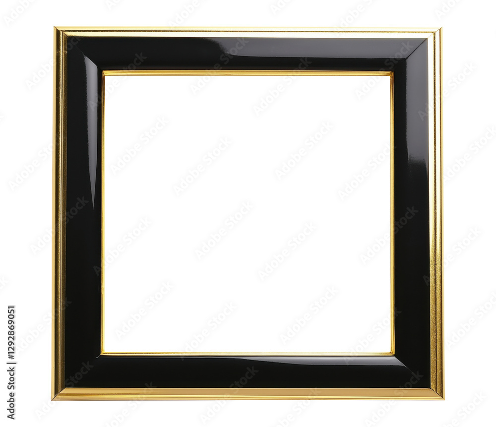 Square black and gold frame isolated on transparent background Square black and gold frame isolated on transparent background