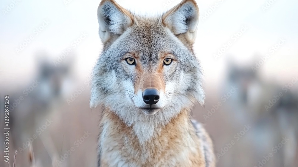 Coyote portrait in field at dawn. Possible use Nature photography Coyote portrait in field at dawn. Possible use Nature photography
