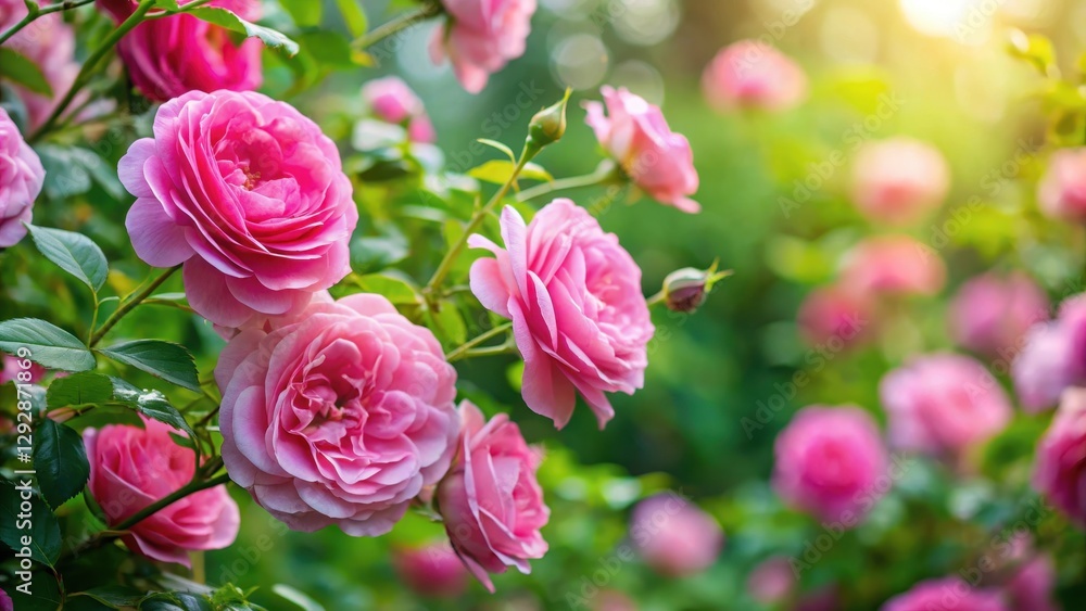 Beautiful pink rose bush with delicate petals and lush green leaves, flowers in garden , plant, flowers in garden , plant Beautiful pink rose bush with delicate petals and lush green leaves, flowers in garden , plant, flowers in garden , plant