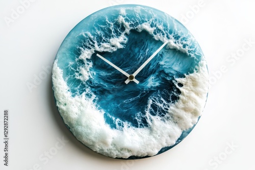 Wallpaper Mural Epoxy art mimicking the ocean with foamy details Modern hobby Close up photo of a stylish clock White background Torontodigital.ca