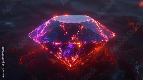 Wallpaper Mural Glowing Diamond Rests on Volcanic Rock Surface Torontodigital.ca