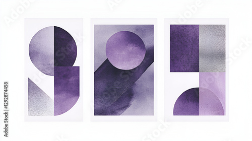 Modern Abstract Geometric Design with Rich Warm Colors, Minimalist Art Prints with Mid-Century Modern Inspiration