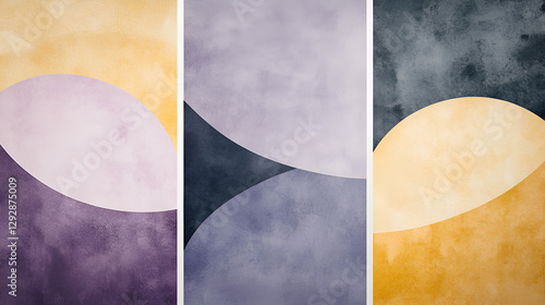 Mid-Century Modern Art Print Set with Soft Watercolor Tones, Contemporary Geometric Watercolor Posters in Subtle Pastels