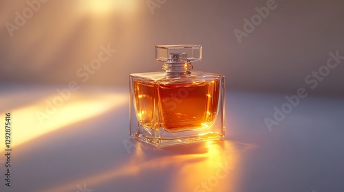 Amber perfume, sunlit studio