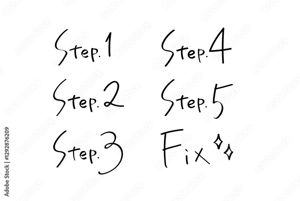 ステップ 見出し ラフな手書き、落書き風アイコン セット