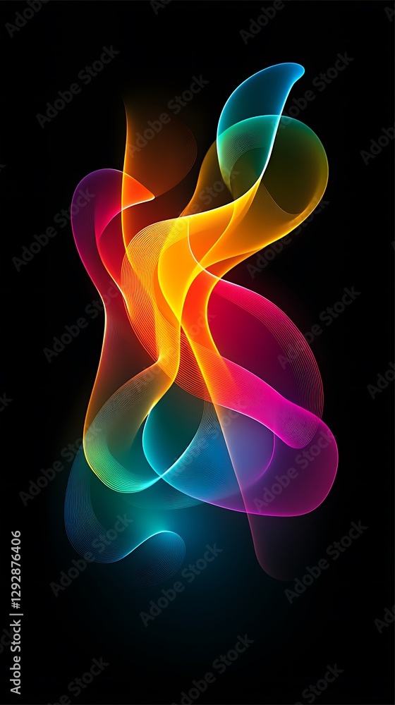 Colorful abstract swirls on black Colorful abstract swirls on black