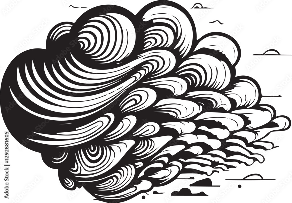Fototapeta premium Eternal Clouds: The Dance of Ink and Sky 
