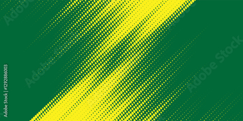 Abstract Background with Green and Yellow Brush Texture and Halftone Effect. Grunge Sport Background