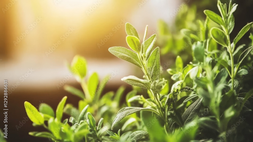 Obraz premium Flourishing Herb Garden in Summer Sunlight
