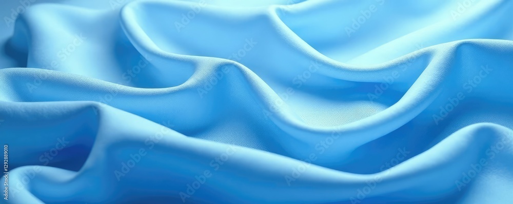 Fototapeta premium Soft petal-like folds in ethereal blue silk fabric, soft, flowing, gentle
