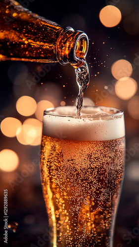 Wallpaper Mural A bottle of beer pouring into a glass, product photography, close-up, high resolution, high detail, studio lighting, high quality, high sharpness, hyperrealistic, high-octane rendering, hyperdetailed  Torontodigital.ca