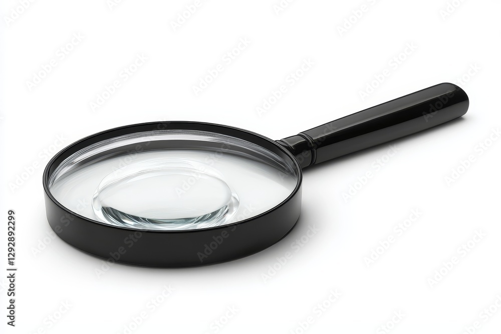 3D Realistic Magnifier. Develop an isolated magnifying glass icon on a white background 3D Realistic Magnifier. Develop an isolated magnifying glass icon on a white background