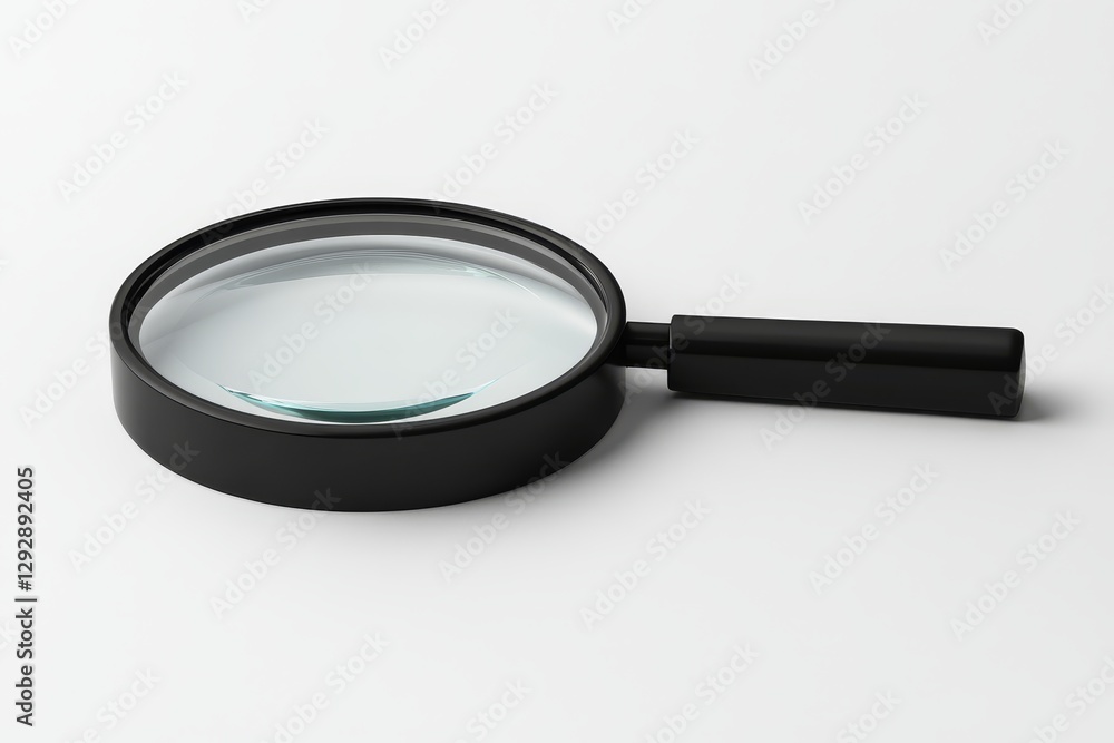 3D Realistic Magnifier. Develop an isolated magnifying glass icon on a white background 3D Realistic Magnifier. Develop an isolated magnifying glass icon on a white background