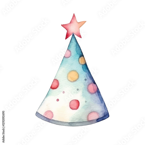 watercolors Cute birthday hat illustration 
