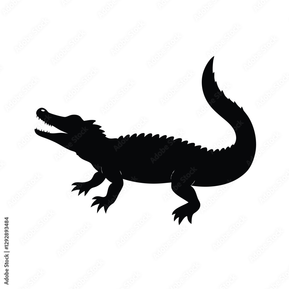 Crocodile Silhouette Vector Art Illustration and Minimalist Crocodile Black Color Design Crocodile Silhouette Vector Art Illustration and Minimalist Crocodile Black Color Design