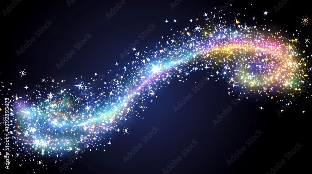 Sparkling Stardust Trail Across Dark Background Sparkling Stardust Trail Across Dark Background