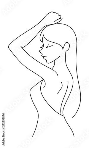 Profile of a woman raising one arm