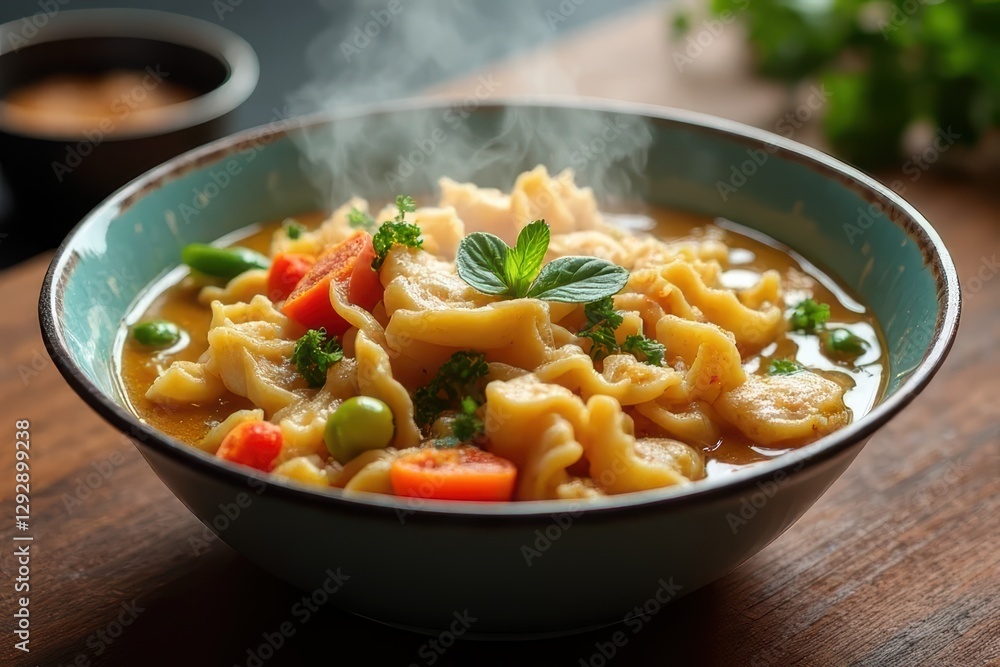 Mouthwatering Chicken and Vegetable Noodle Soup with a Twist of Colourful Ingredients Mouthwatering Chicken and Vegetable Noodle Soup with a Twist of Colourful Ingredients