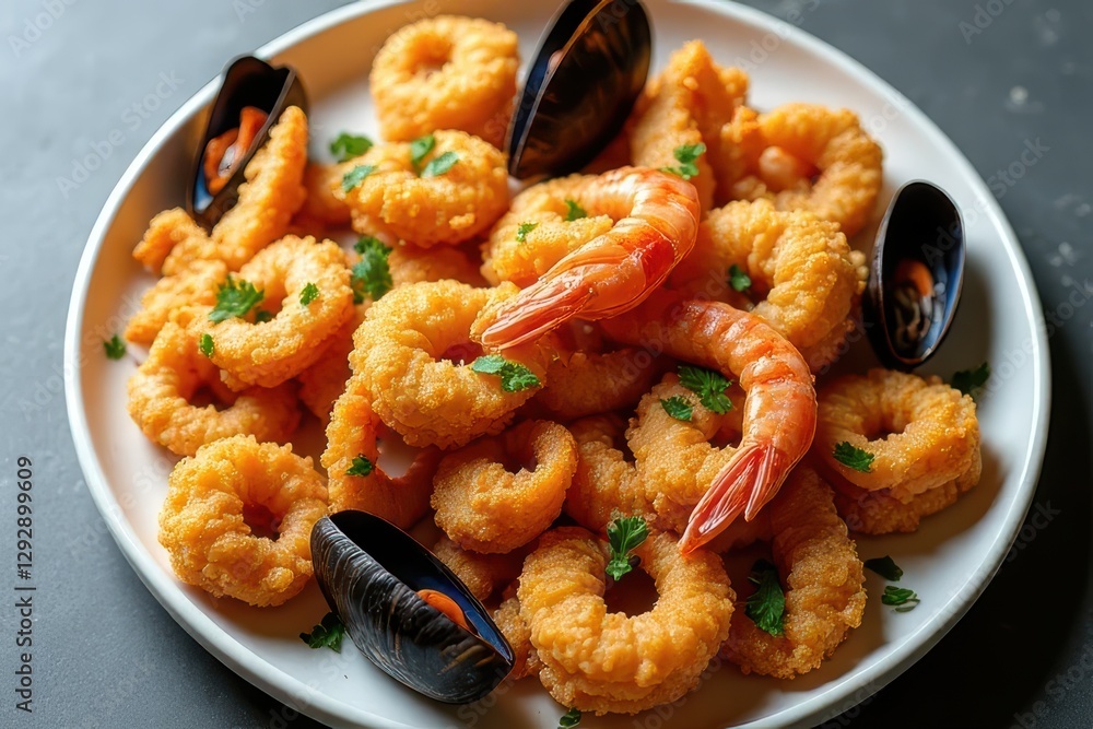 Mouthwatering Seafood Fritto Misto Dish Mouthwatering Seafood Fritto Misto Dish