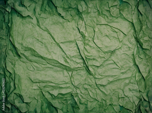 Wallpaper Mural Green Paper with Faded Texture: A wallpaper featuring green paper with faded and crumpled textures. The design captures the essence of a vintage look with an aged feel. Torontodigital.ca