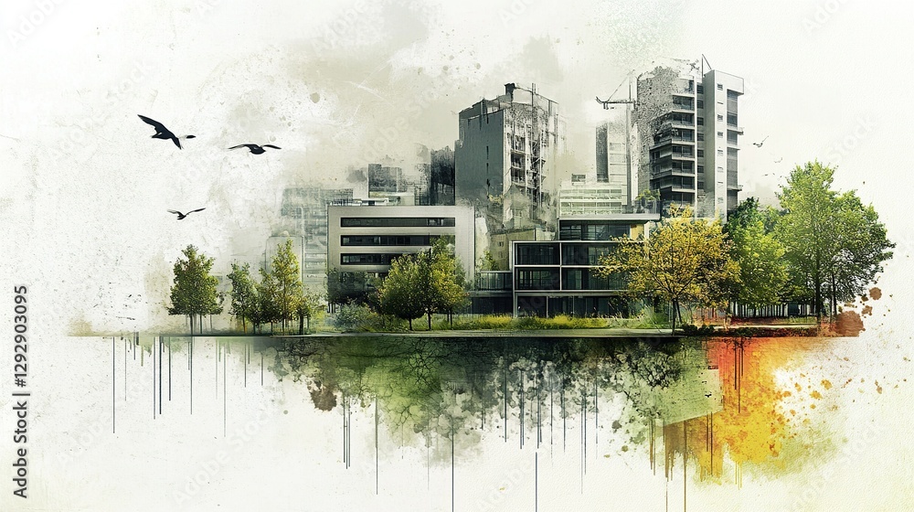 Fototapeta premium Real estate concept. Mixed media