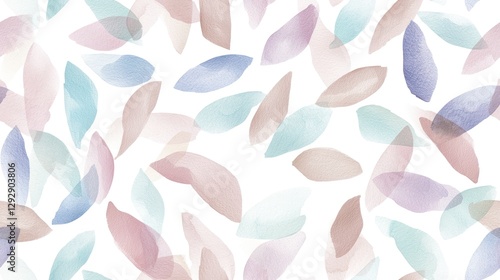 Watercolor Abstract Leaves Pattern with Soft Pastel Colors