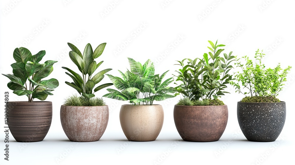Fototapeta premium Set of flower pots for decor isolated on white background