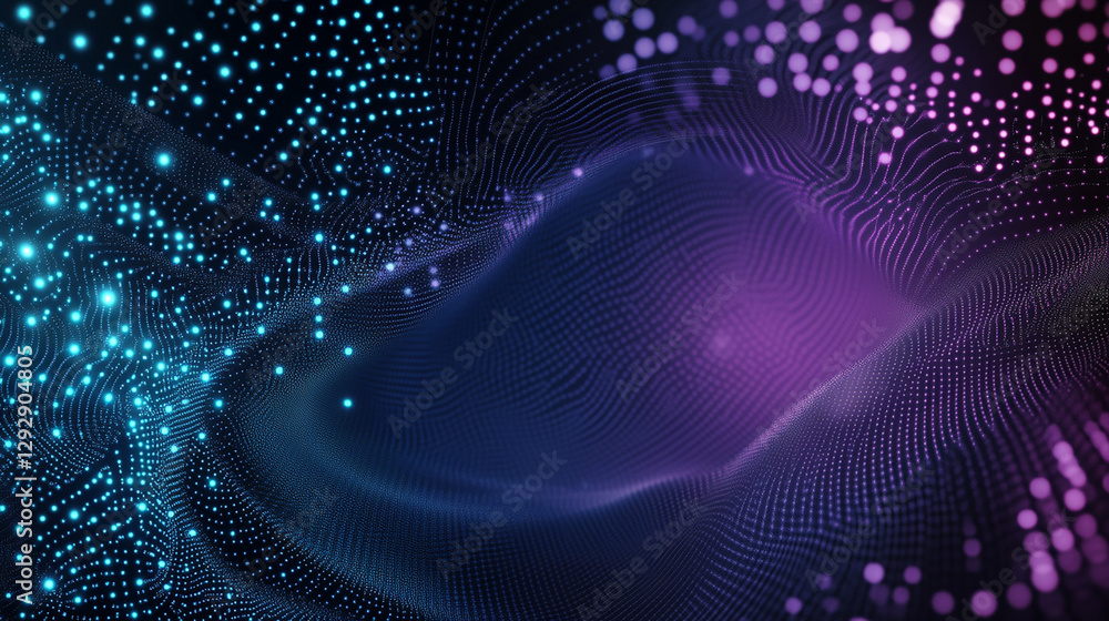 Fototapeta premium Futuristic Digital Wave with Glowing Dots and Abstract Data Flow