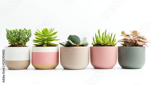 Set of flower pots for decor isolated on white background