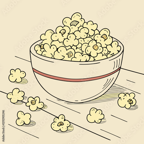 vector illustration of a bowl of popcorn