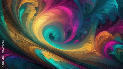 Vibrant abstract swirls digital artwork colorful design artistic environment close-up view modern aesthetics
