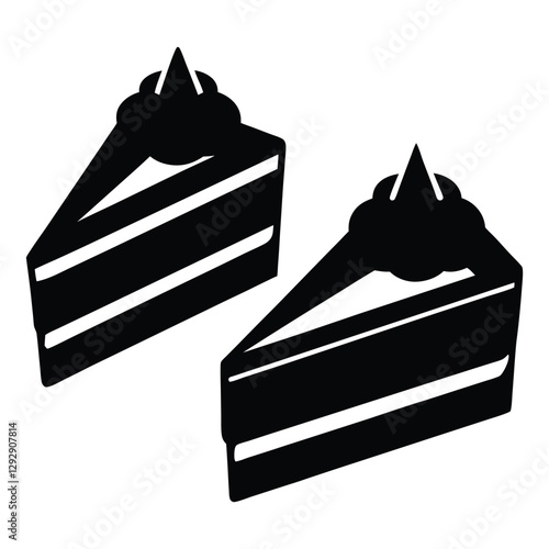 slice cakes silhouette vector white background.