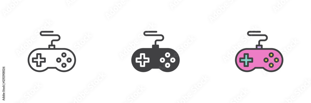 Gamepad or game controller different style icon set Gamepad or game controller different style icon set