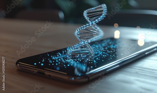 Obraz na płótnie Digital DNA Strand Emerging From Smartphone Screen w salonie