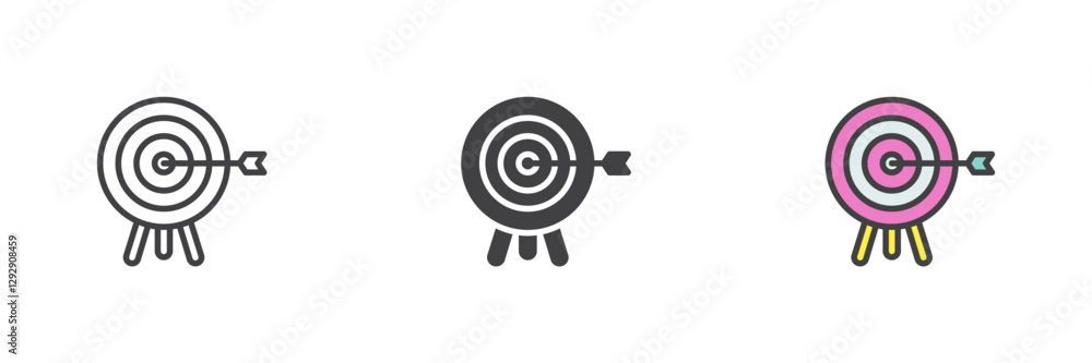 Target with arrow different style icon set Target with arrow different style icon set