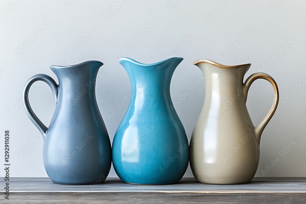 Three Stunning Ceramic Pitchers in Various Shades Three Stunning Ceramic Pitchers in Various Shades