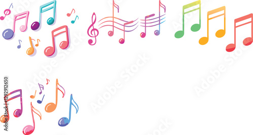 Musical notes watercolor vector art design set 