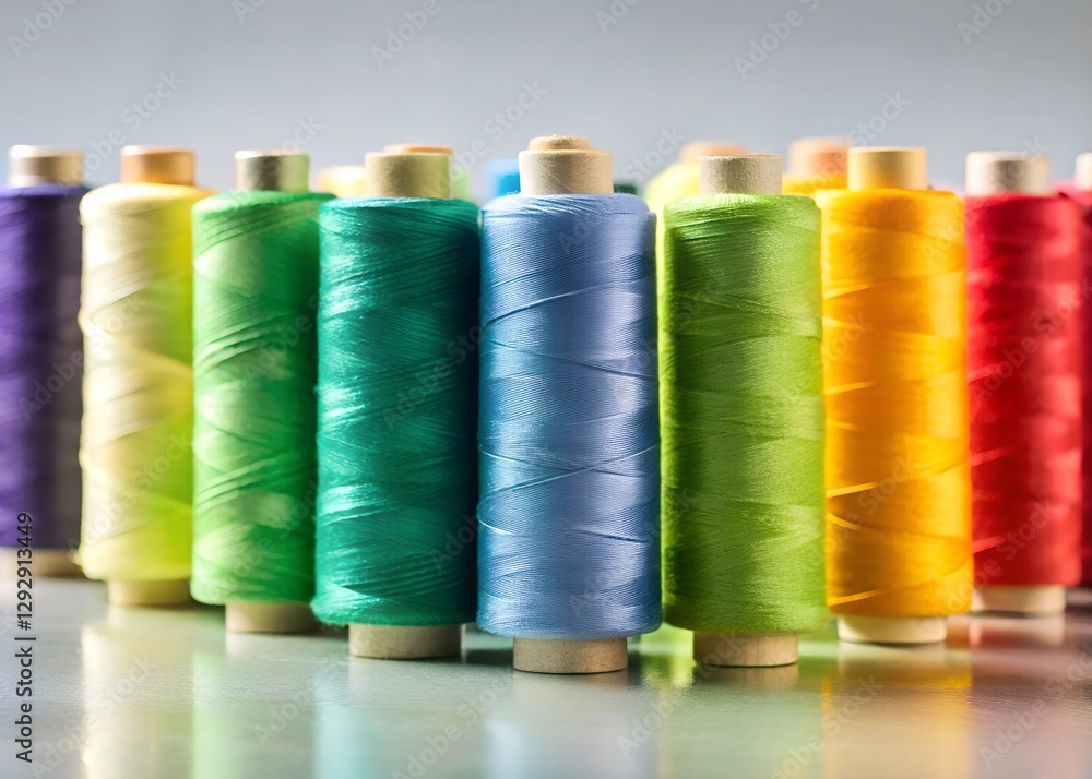 A pile of multicolored spools of sewing thread A pile of multicolored spools of sewing thread